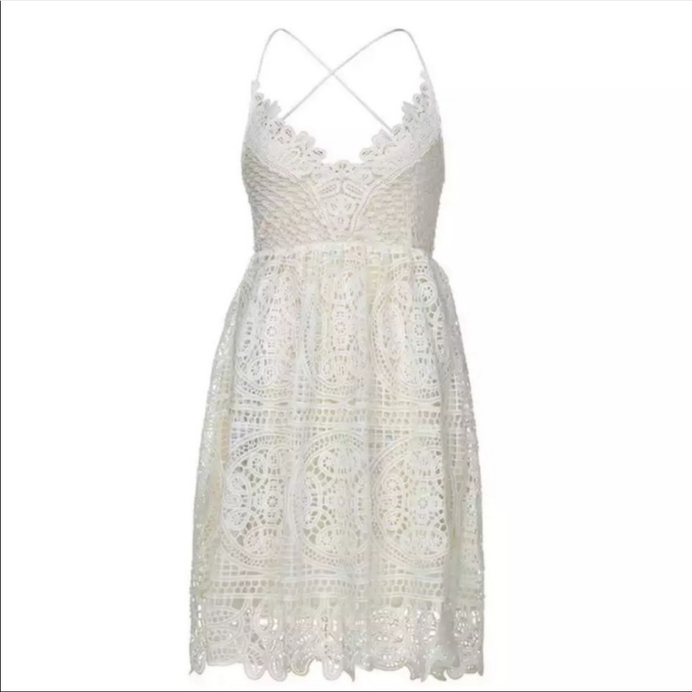 White crochet tie back sundress